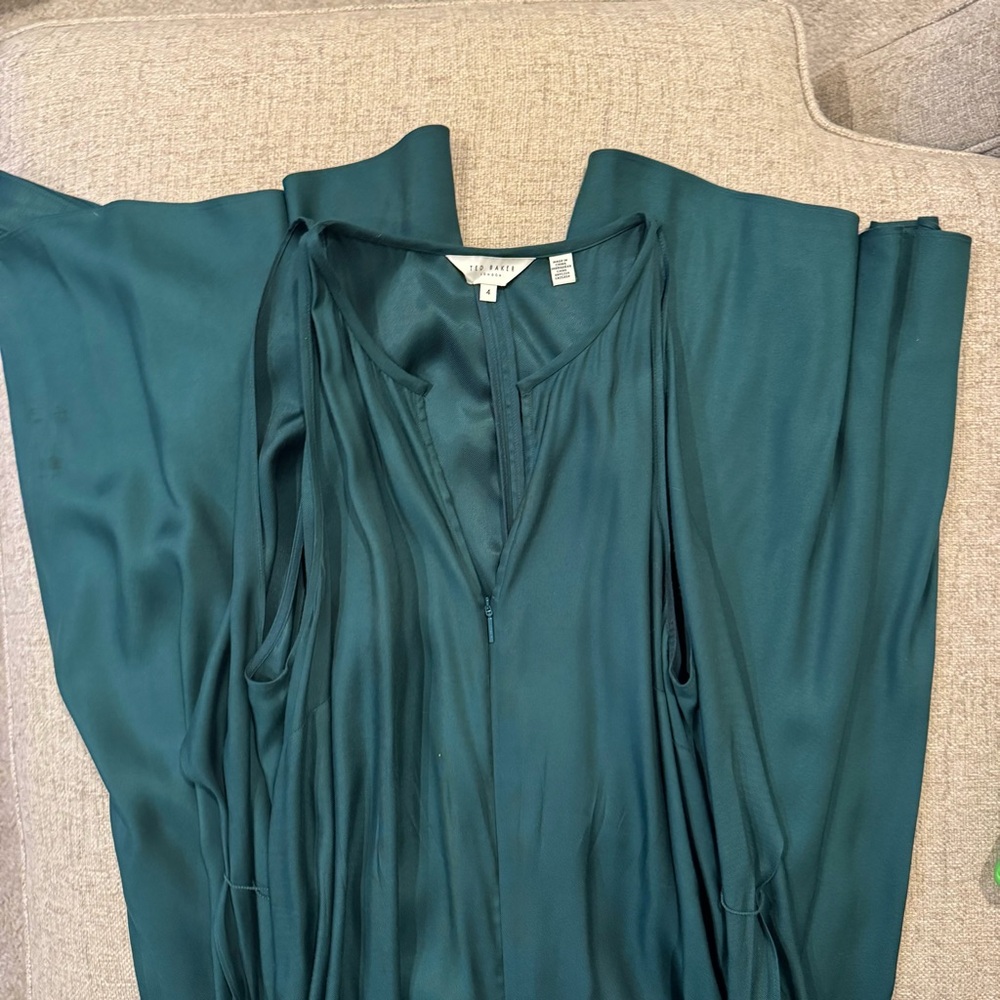 Ted Baker Meriahh - Dark Green - Halter Wide Leg Jumpsuit - Size 4 (US 10/12/14) - Picture 9 of 16